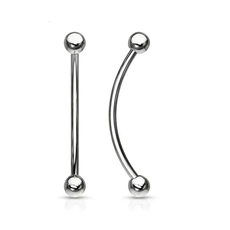 Wholesale 50pcs Body Piercing Jewelry - 316 Steel Tongue Snake Eye Piercing Long Bar Curved 16g Eyebrow Piercing 250403