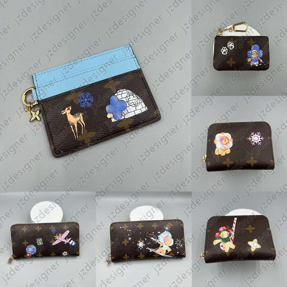 Christmas New Womens Purse Mens Wallets Designer Wallet Old Flower Passport Holder Luxury Lady Card Holders Pocket Coin Pouch Key Billfold Hand Bag Clutch Bag