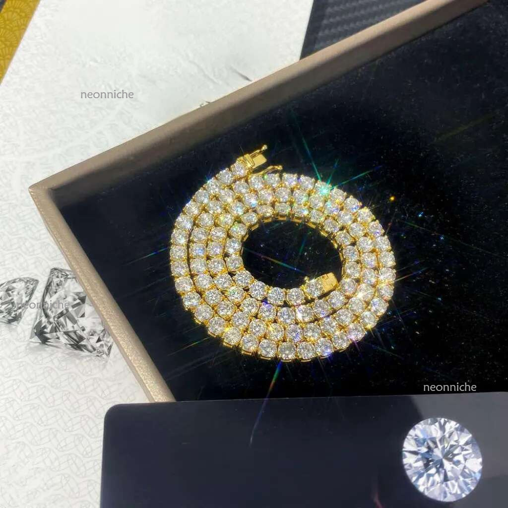 3-5MM Width Designer Tennis Cuban k Chain for women men fashion designer Pendant Hip Hop Sier VVS Moissanite Dia Necklace Jewelry tennis chain
