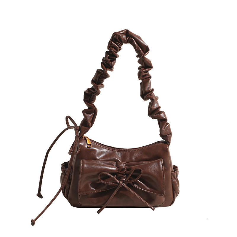 2025S Designer Women S Bag Pleated Armpit Women S New Fashionable Commuting Shoulder Bag High End Sense Niche Bow Crossbody Bag