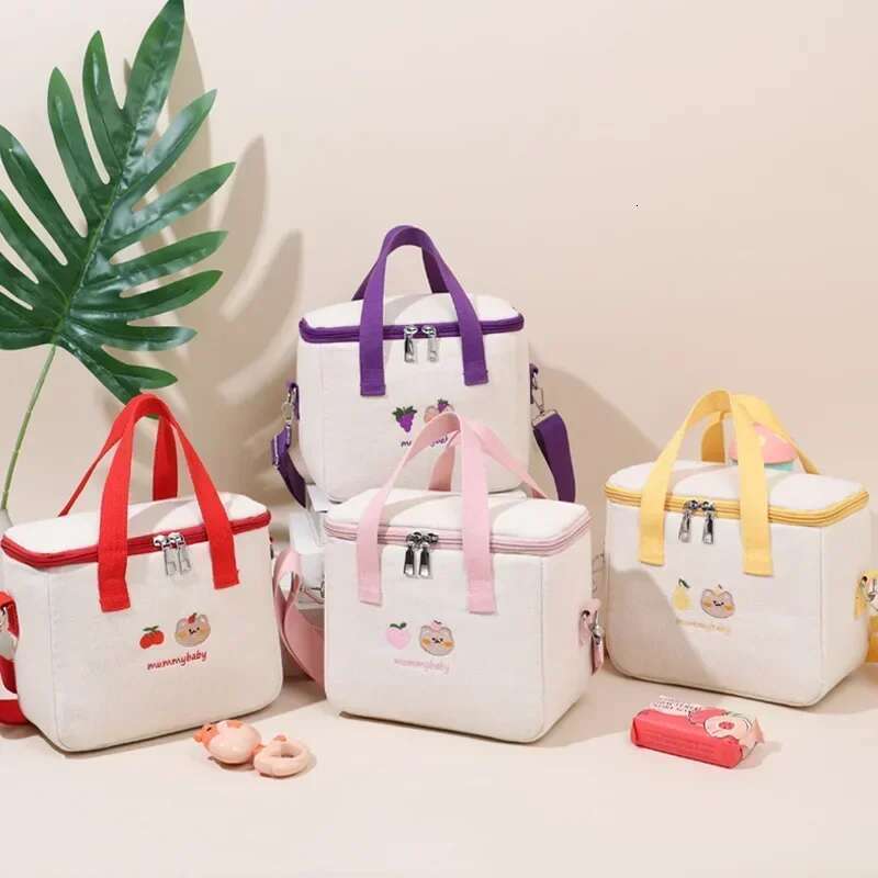 Bear Lunch Cute Bag Girls Insulated Canvas Cooler Handbag Aluminium Foil Thermal Food Box Family School Picnic Dinner Container