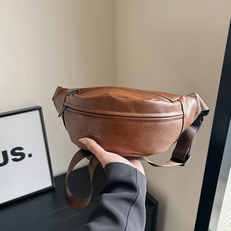 Sewing thread Pu zipper womens waist bag casual commuting womens selling bag Bolsas Para Mujeres 250402