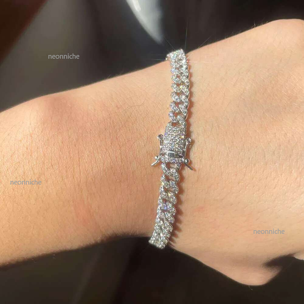 Designer Jewelry Bracelet k Necklace Pass The Tester 6Mm~20Mm Wide Gold Sterg VVS Moissanite Dia Sier Cuban Chain For Men Women