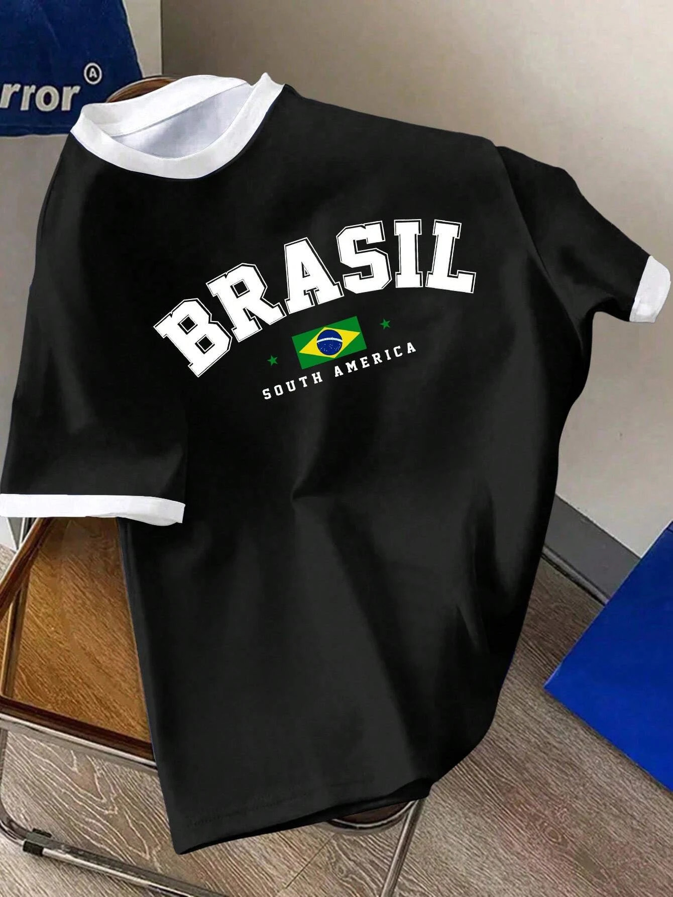 Casual Minimalist Brazilian Graphic Comparison Decoration Round Neck Short Sleeve Loose Oversized Tshirt Womens Summer Top 250407