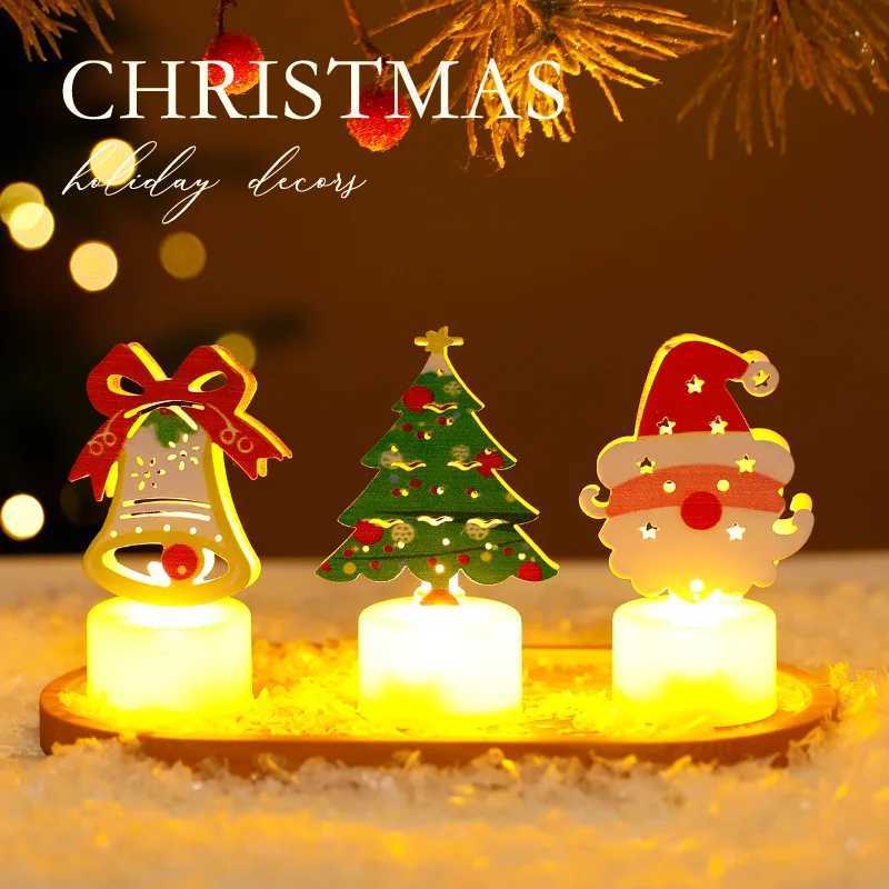 LED Electronic Candle Lights Christmas Trees Santa Claus Snowmen Creative Candles Small Night Lights Home Decorative Ornaments W251107