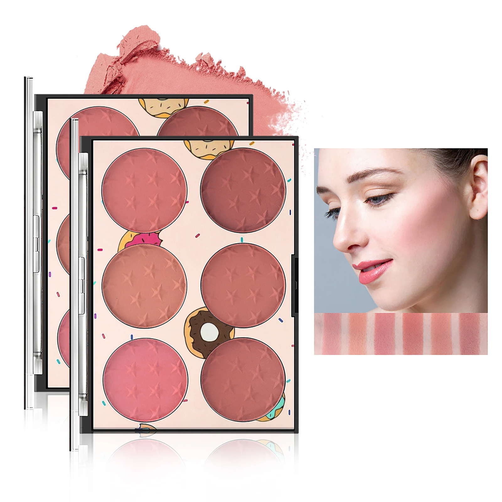 Six color powder blusher durable natural tanning matte pearlescent skin friendly coarse palette 250325