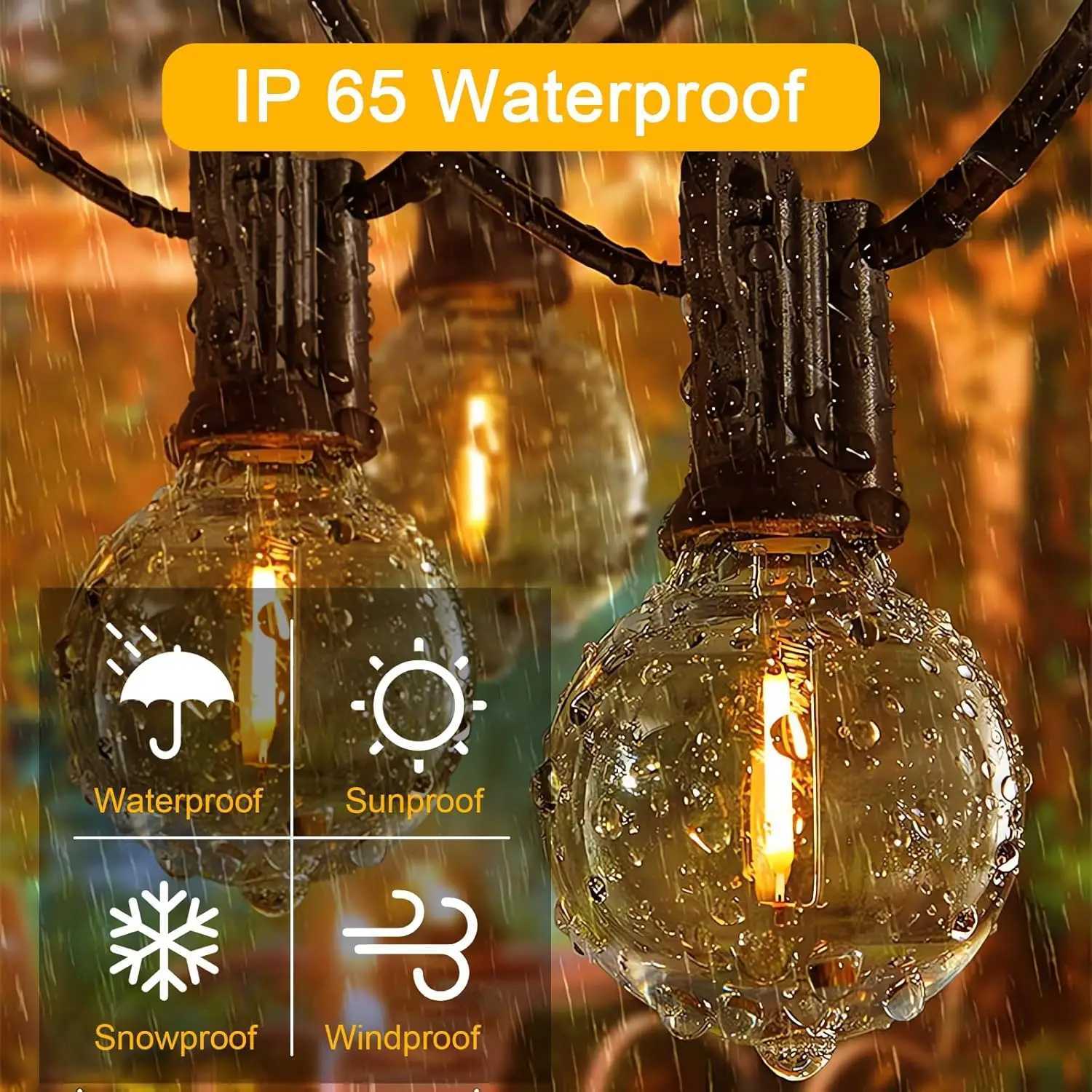 30M/15M/9M LED G40 Globe String Lights Outdoor Plastic IP65 Waterproof Bulbs For Christmas Party Garden Decorative Garland Lamp W251107