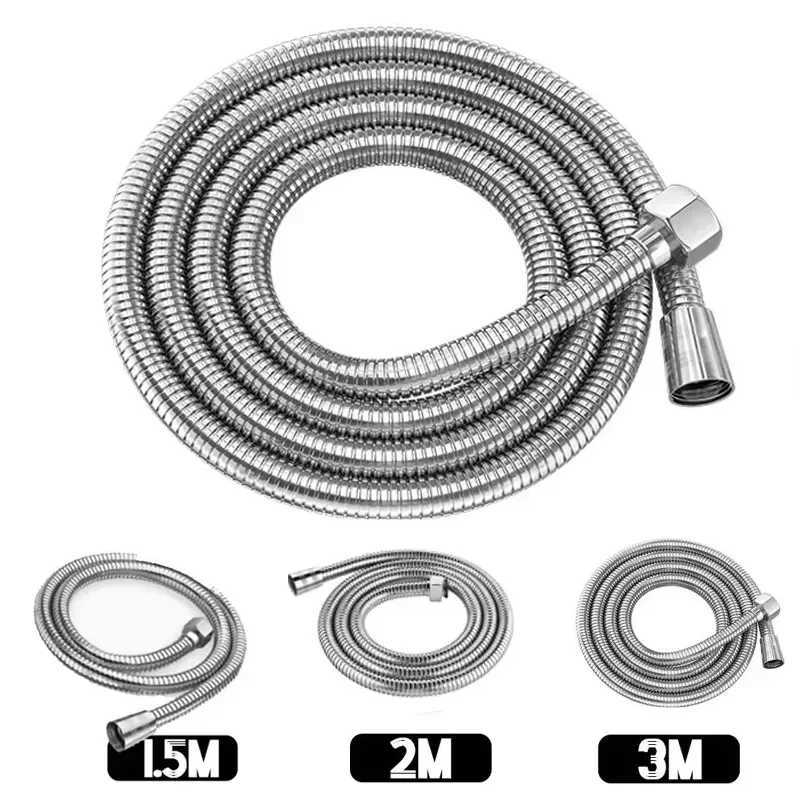 High Quality Silver 15m/ 2m / G1/2 Inch ible Shower Hose Stainless Steel Chre Bathro Water Shower Extension Pipe Y251107