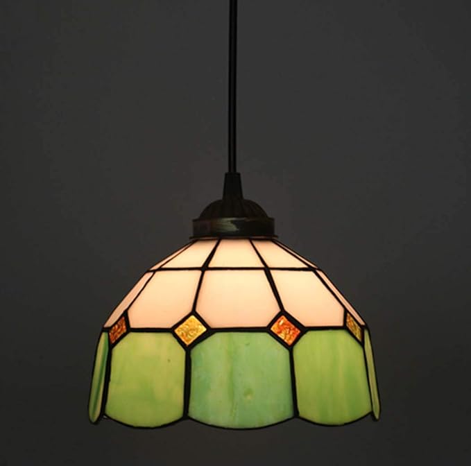 20 CM 8 INCH Classic Tiffany Style Stained Glass Ceiling Chandelier - Unique Hanging Light fixture Ideal for Bedroom and Dining Room Ambiance
