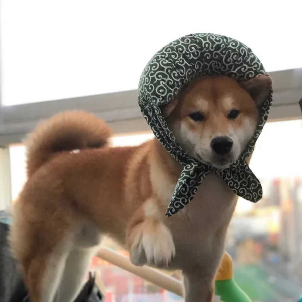 Pet scarf dog cat Japanese style dog Bandanas Shiba Inu cloth packaging shape collar cotton kitten puppy Tang grass pattern M250407