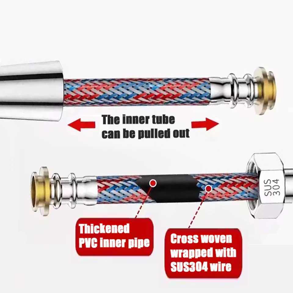 15/2/ Stainless Steel Braided Inner Pipe ible Shower Hose High Pressure Explosion-proof Bathro Extension Shower Tube Y251107