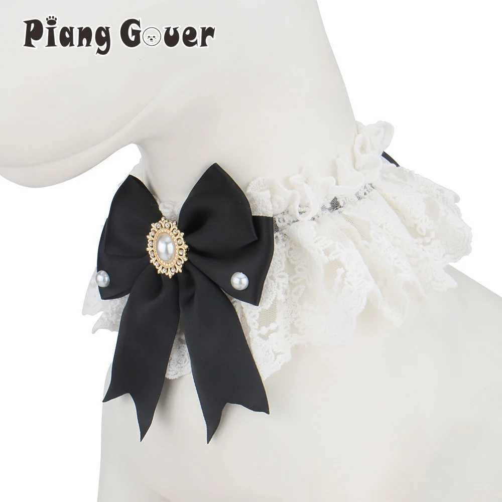 High Quality Lace bow cat dog collar princess jewelry necklace tie pet scarf bib wedding accessories T250407