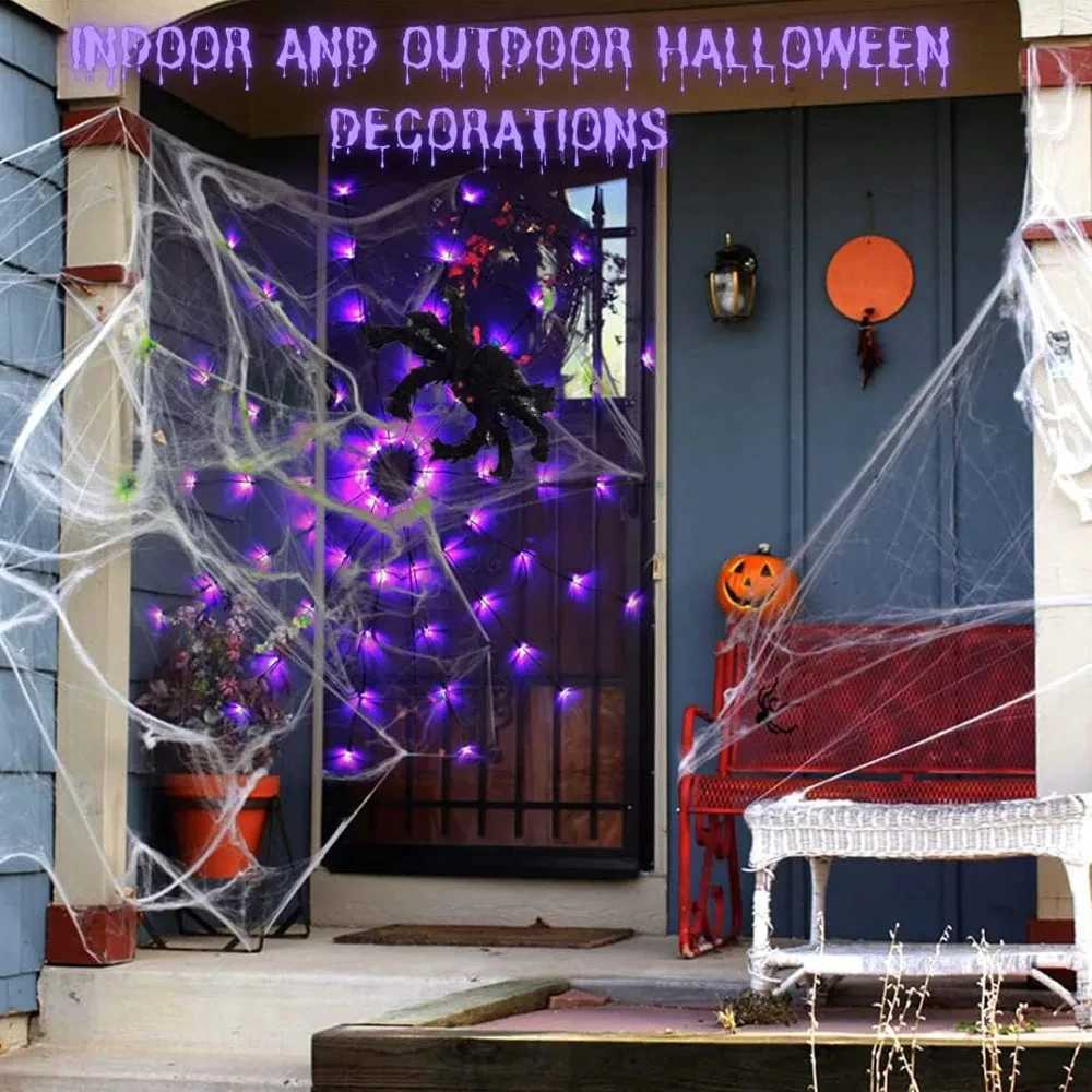 Halloween Party LED Light 70 LED String Ghost House Atmosphere Light Battery Powered Spider Web Lamp For Festival Party Decor W251107