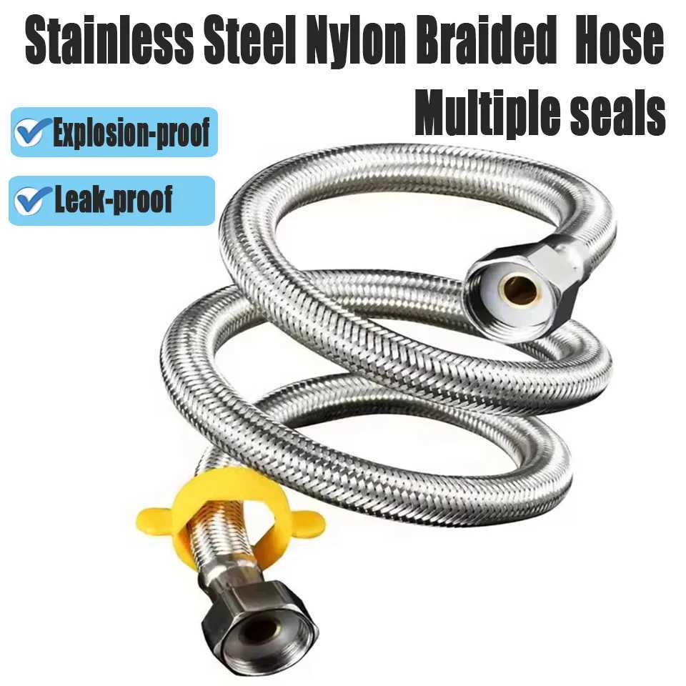 20cm to 200cm Explosion-Proof Stainless Steel Nylon Braided Hose G1/2 Universal Bathro Thermoresistant Tap Sink ible Pipe Y251107
