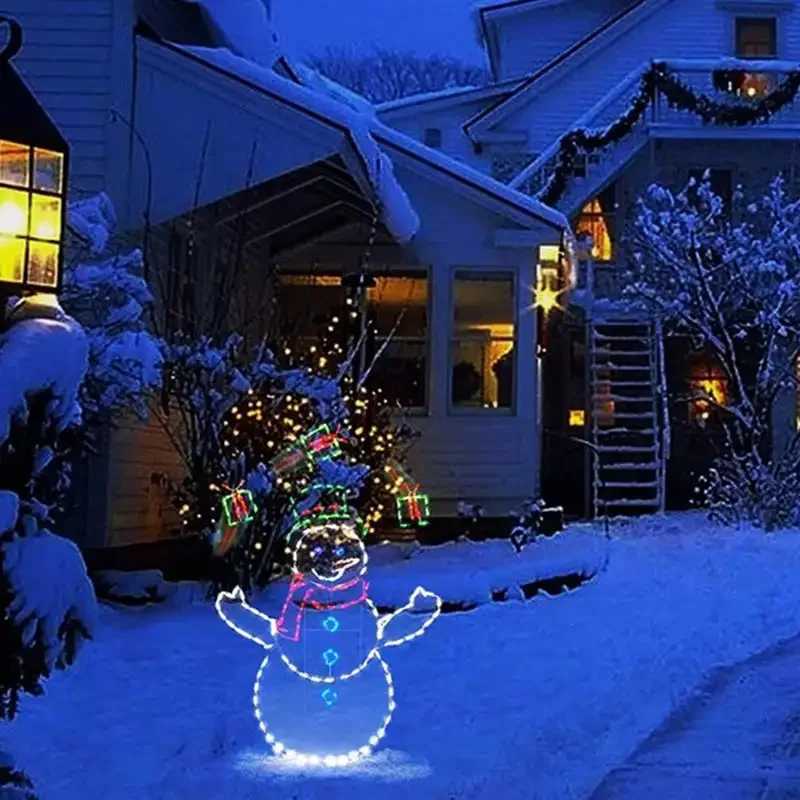LED Snowman Ornament Glitter Light Christmas Decoration Animated Holiday Party Winter Home Decor Outdoor Garden Yard W251107
