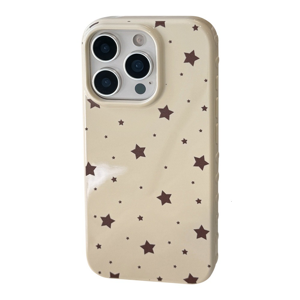 Full Screen Scattered Stars Solid Color Phone Case Compatible with iPhone 17/16 Pro Max Simple Protection iPhone 15/14