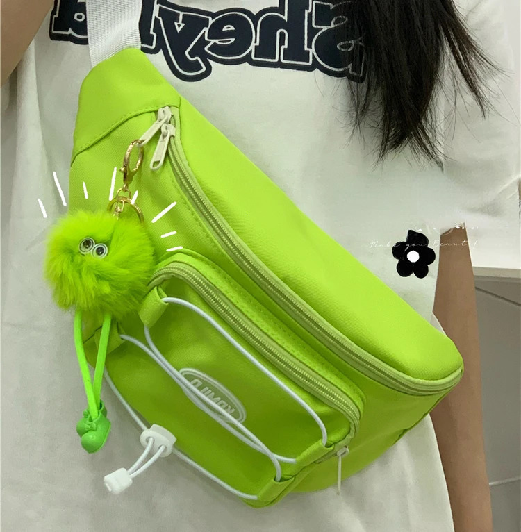 Yong Fashion Neon Green Chest Bag Womens Casual Edition Cross Body Bag Street Fashion Sports Waist Bag Korean Fanny Bag 250402