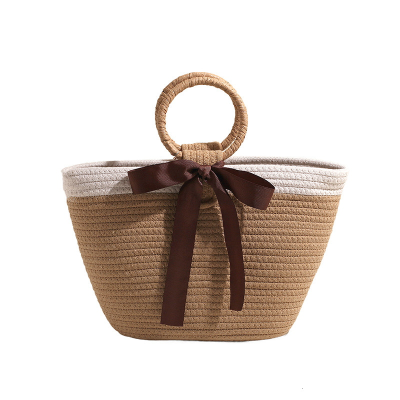 Niche Instagram Handheld Tote Cotton Thread Core Rope Large Capacity Commuter Straw Woven Women S Bag Summer Edition