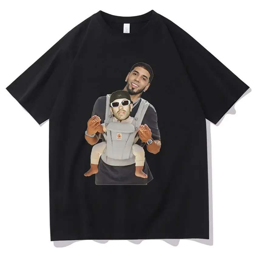 Rapper Anuel AA Feid Baby Carriage Design Graphic T Shirt Men Cool Hip Hop Oversized T-Shirt Unisex Casual 100% Cotton T-Shirts