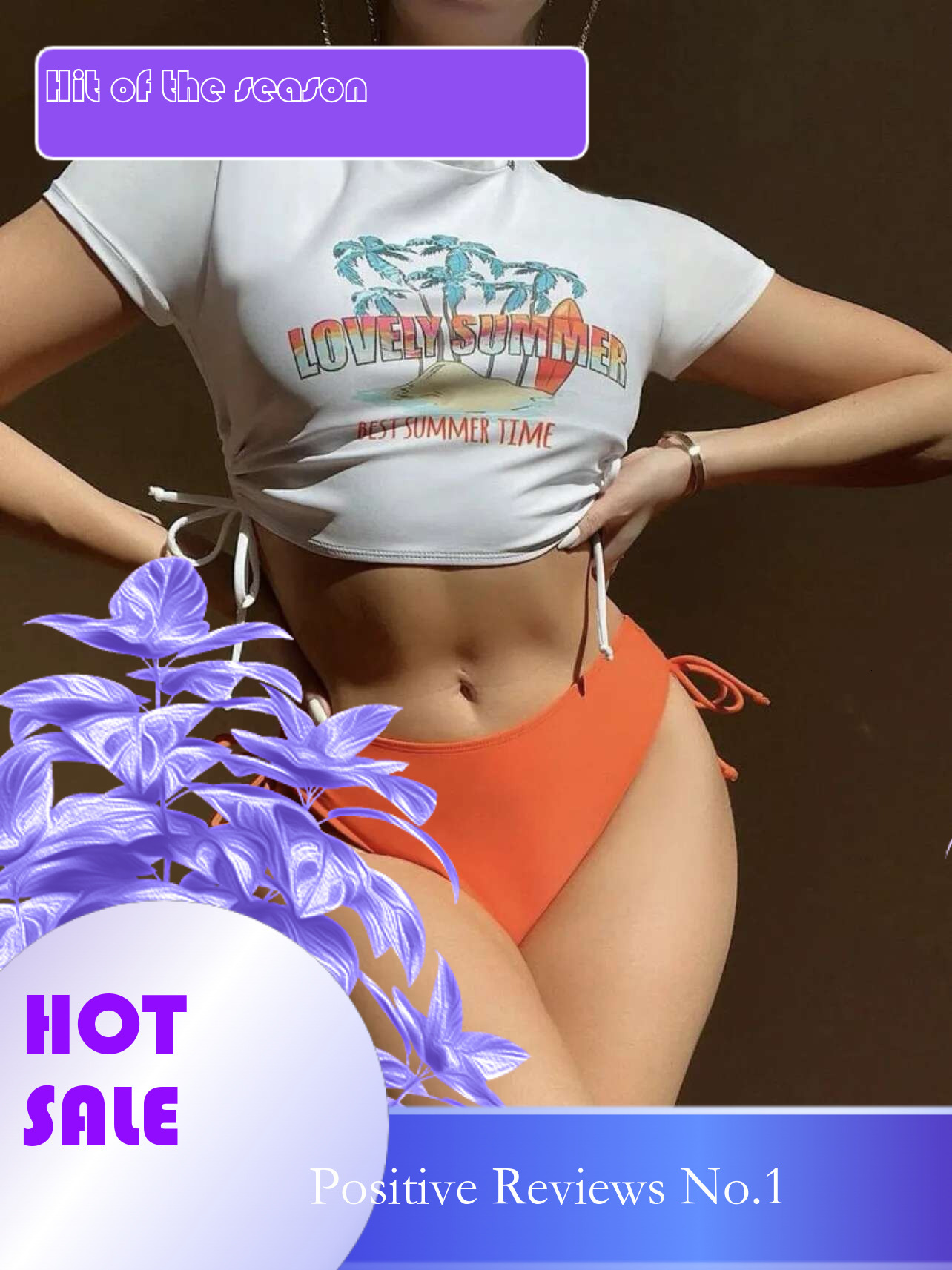 Dongdumaoyi Sexy Maple Letter Print Bikini Set Women Short Sleeve Push Up Pleate Drawstring High Waist Swimsuit Bathing Suit Swimwear