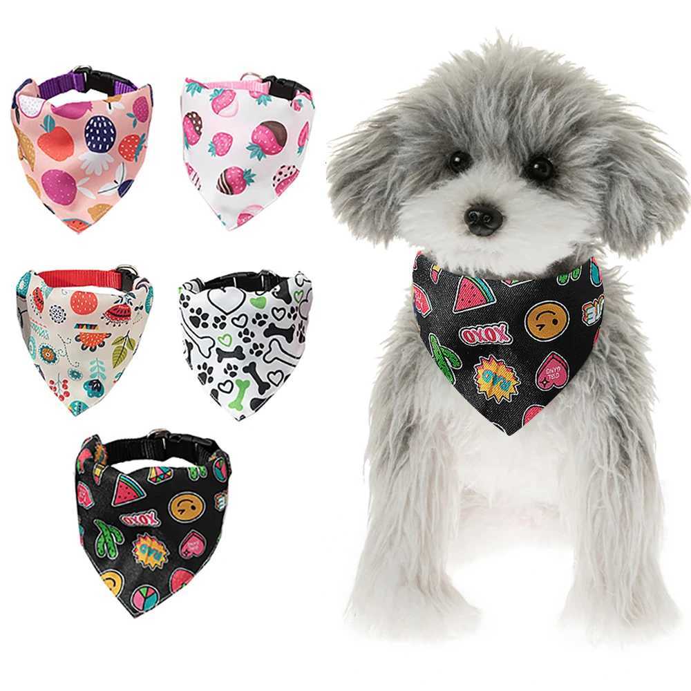 Pet Dog Collar Scarf Dog Cat Collar Bandage Collar Scarf with Leather Collar Accessories Adjustable Pet Dog Collar M250406