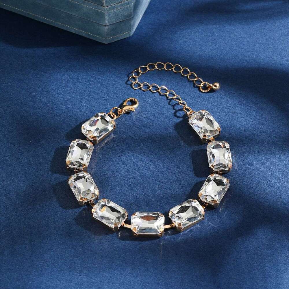 Korean version high-end feeg, compact exquisite large glass, movable lobster buckle chain, exaggerated style men's and women's bracelet