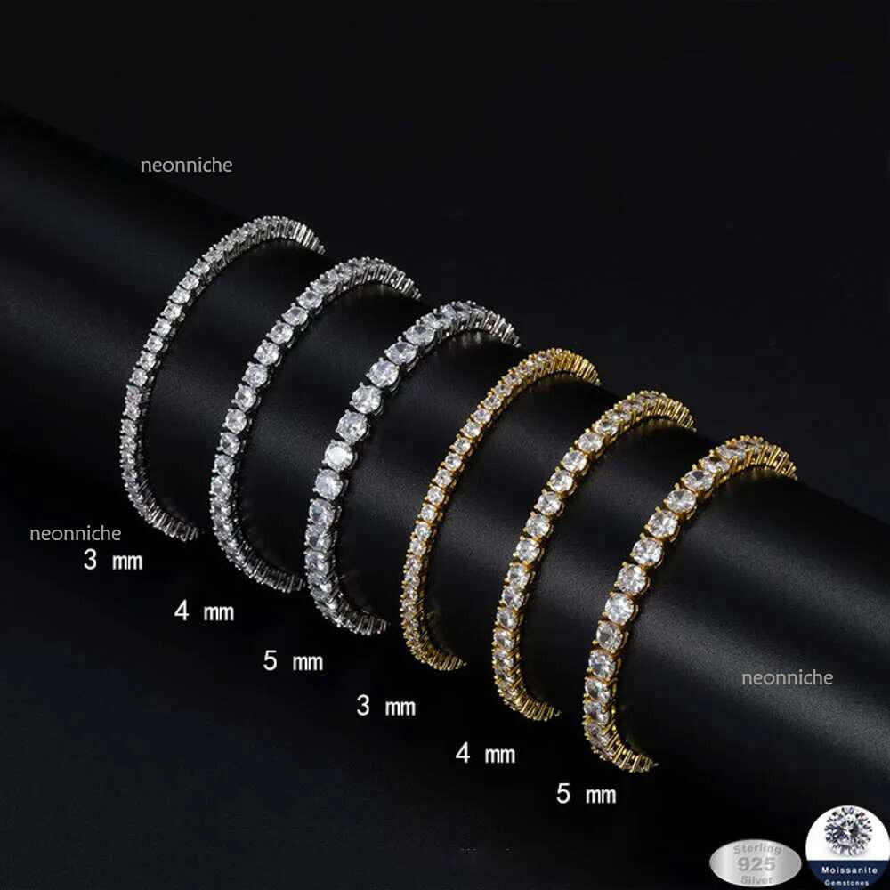 Designer Mosan Dia bracelets cuban k for men women sterg sier vvs iced out moissanite tennis bracelet 4mm Jewelry chain f8