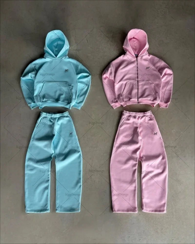 Y2K Harajuku Couple Solid Color Zipper Sweatshirt Fashion Casual Clothing Street Super Loose Hoodie 250403