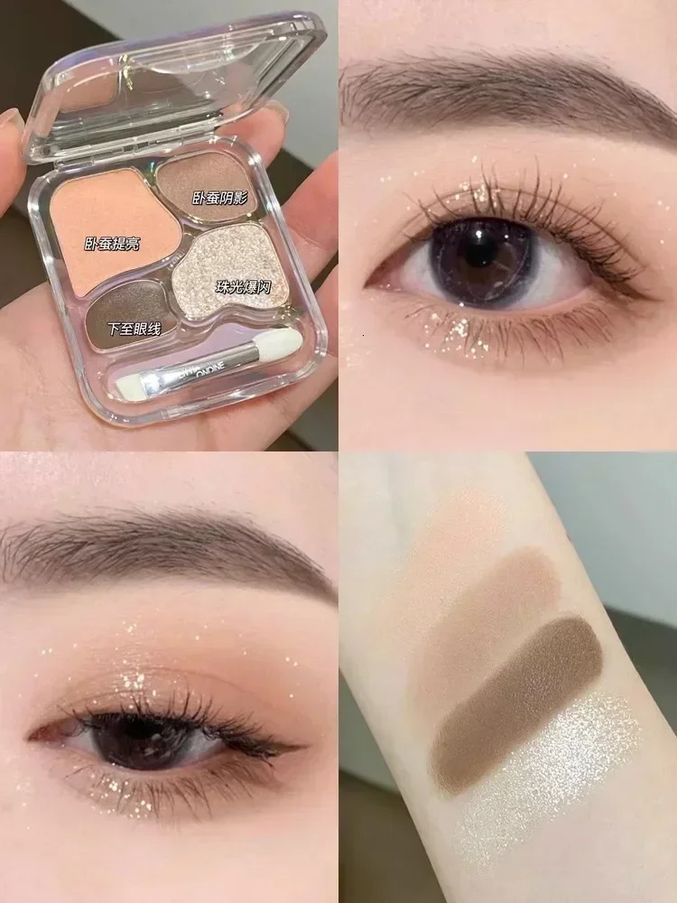 4color eye shadow palette powder blusher highlight contour makeup cute beauty cosmetics 250325