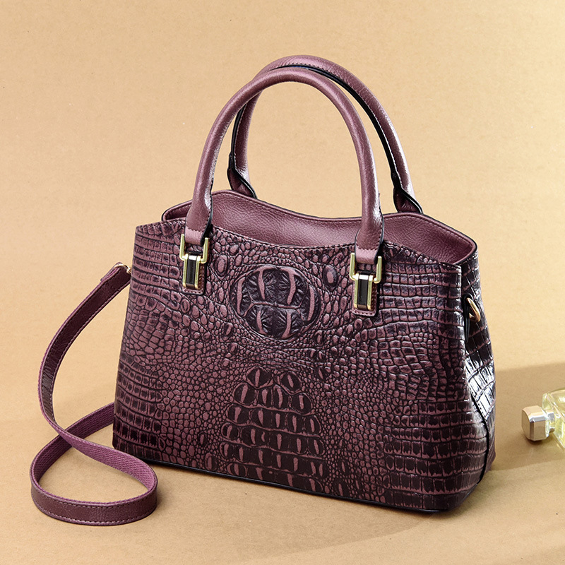 Alligator Design Bag Women's Retro Fashion Large Capacity Tote Bag Commuter Middle-aged Crossbody Shoulder Bag
