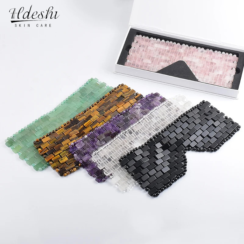 Rose Quartz Eye Mask Massager Natural Jade Eye Mask Stone Sleep Mask Face Massager Sleeping Eye Mask For Eye Relax Eye Care Tool 250328