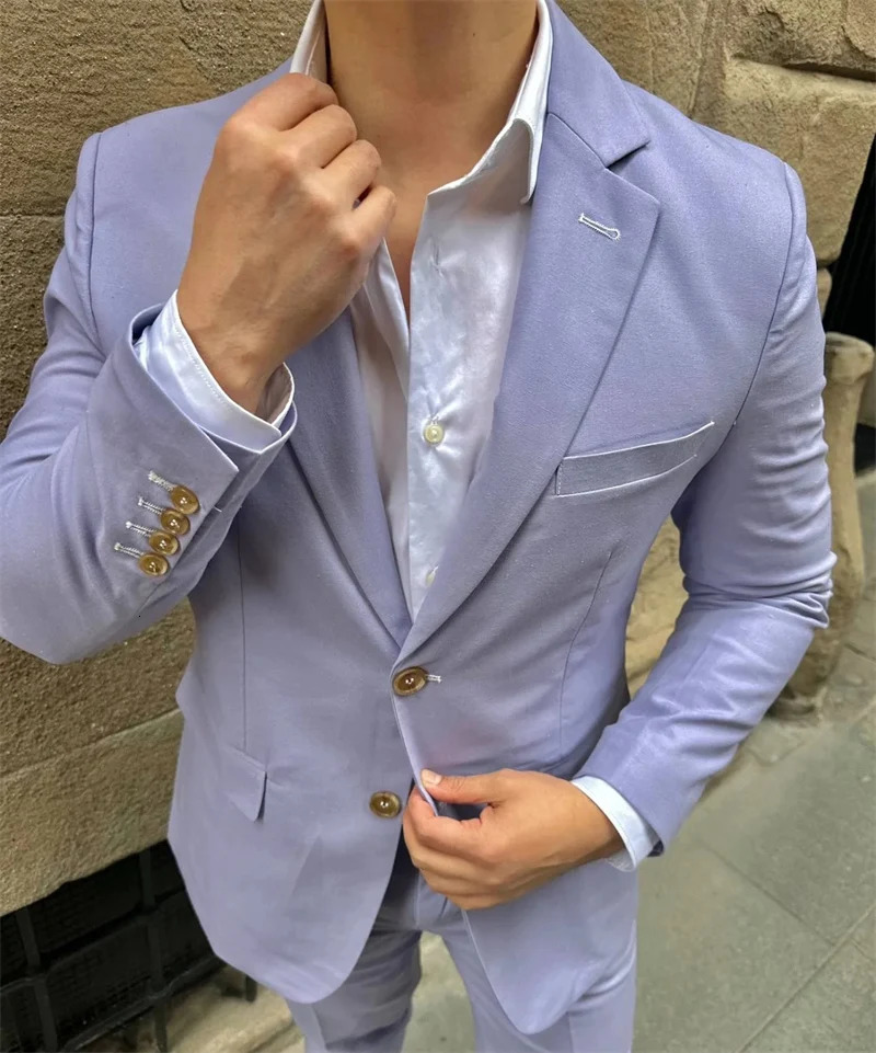 2 pieces of linen mens summer party slimming wedding dress and evening gown custom notch lapel jacket with pants fashion beauty set 250402
