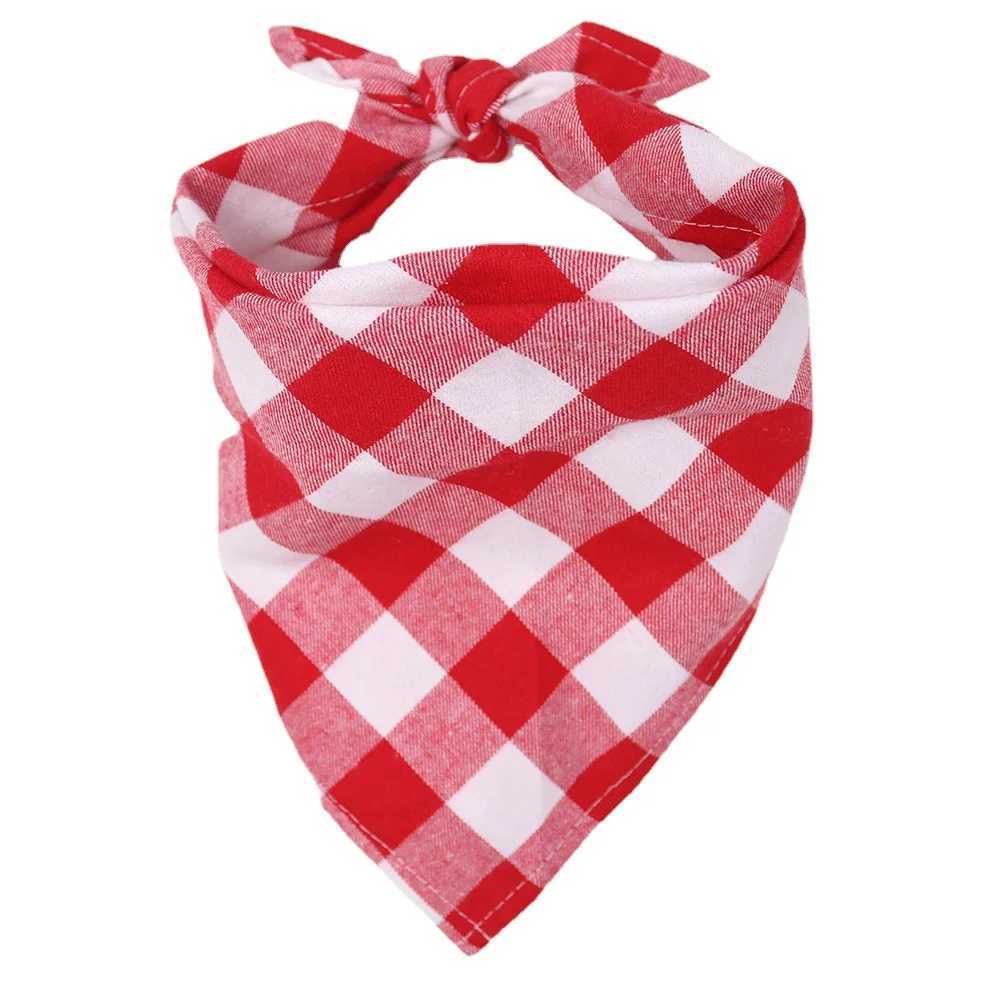 High Quality Classic red and black checkered pet dog bandage Kerchief pet dog accessories pet collar scarf Saliva dog towel T250407