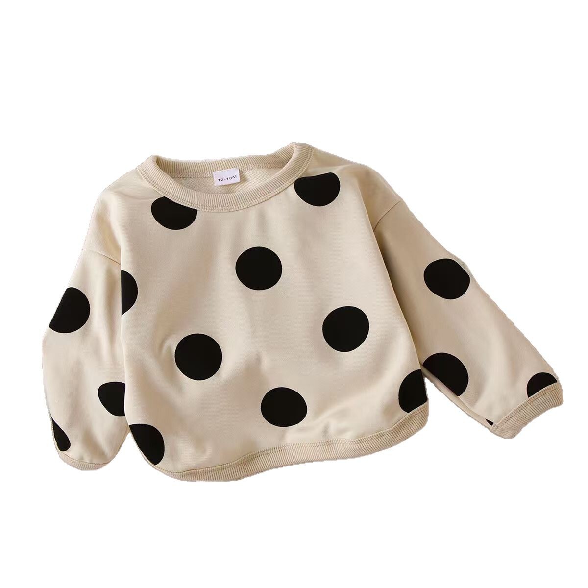Ddmyshoesvip Fashionable Girls Korean Version Children S Cotton Hoodie Baby Polka Dot Thick Round Neck Pullover Polka Dot Top
