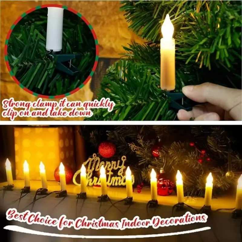 Christmas LED Window Candle Flameless Taper Christmas Candle String Light with Clips for Home Party Xmas Trees Decor W251107