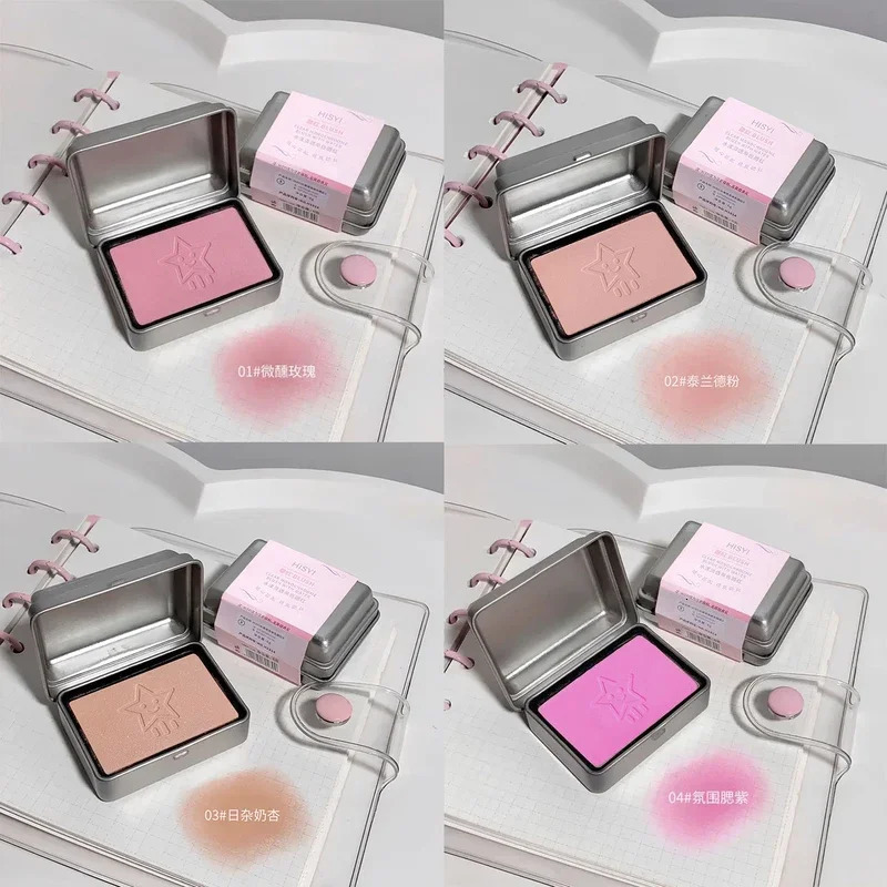 Powder blusher 4 available colors peach matte powder in metallic tin durable color and contour enhancer no fly 250325