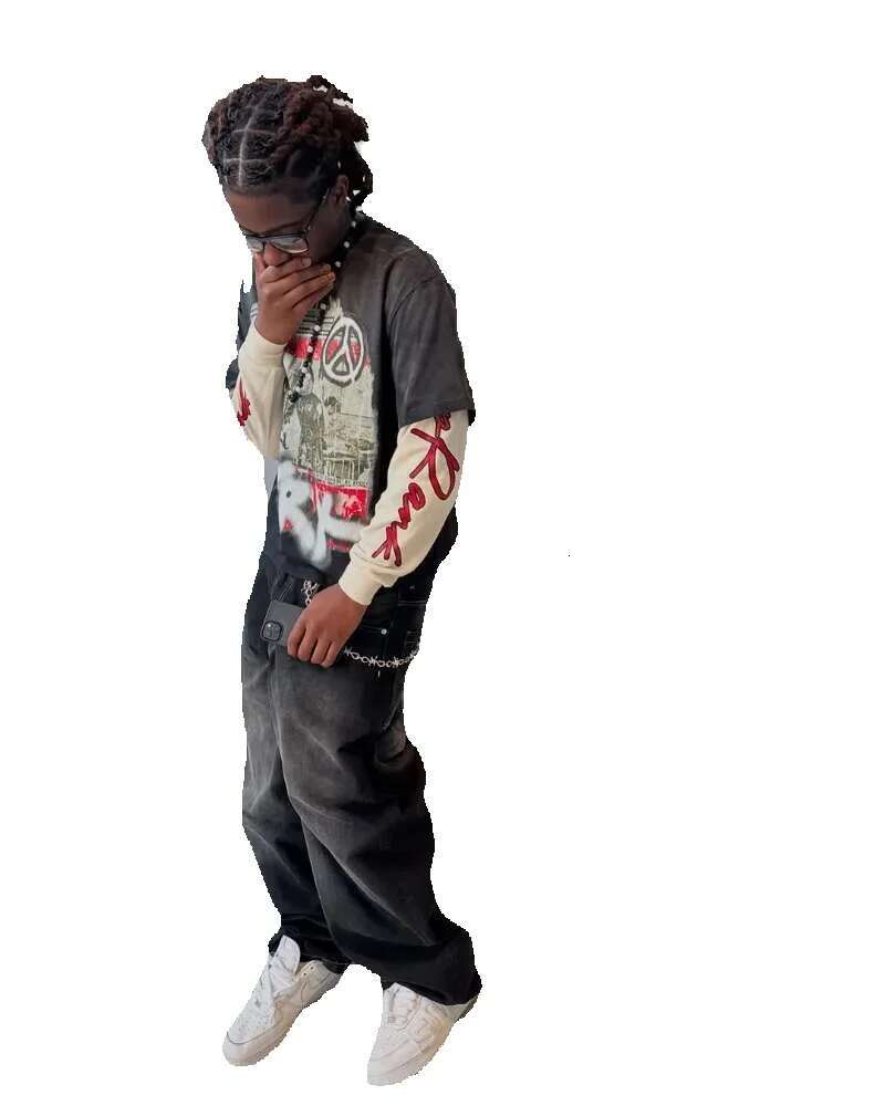 Y2K - Men's oversized T-shirt, streetwear, haruku, lettering, fashion, casual, loose, synthetic two-piece top set