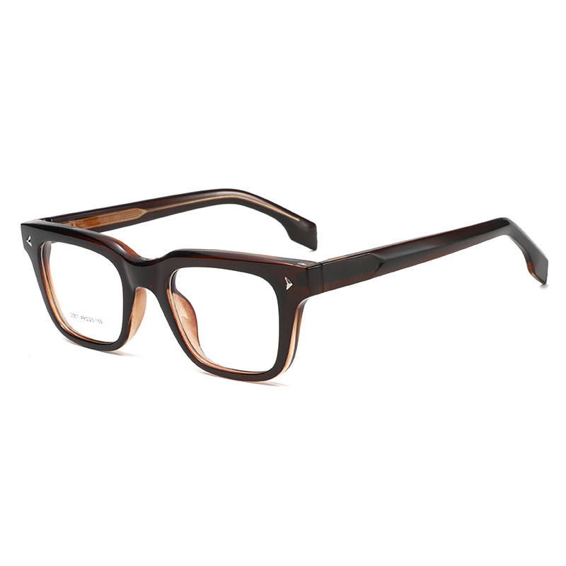 New Cross-Border Fashion Acetate Pin-Style Square Frame Retro Optical Glasses for Men and Women Plain-Frame Decorative Non-Prescription Eyewear