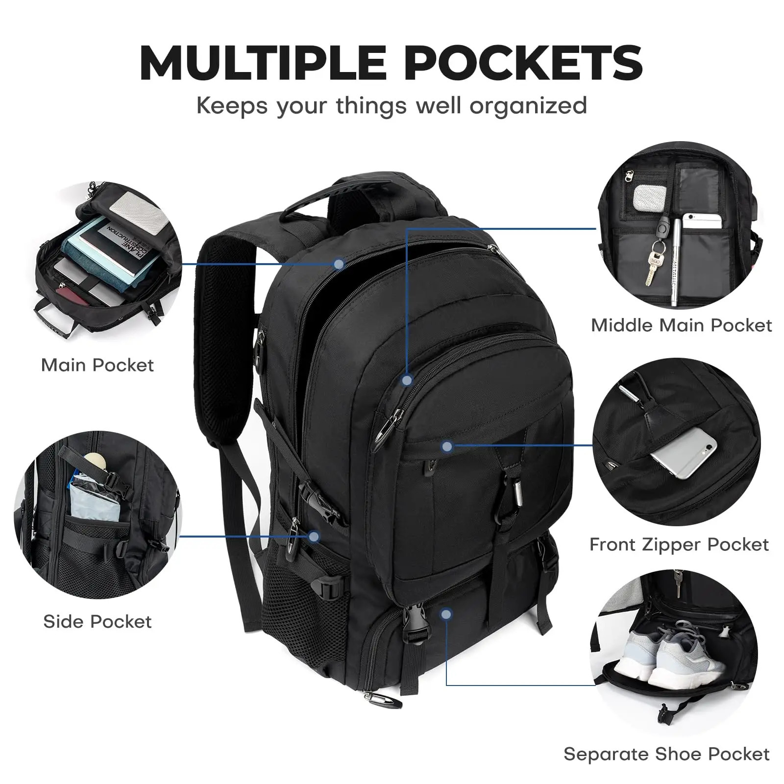 Big Travel Backpack Mens Independent Shoes Company Business Bag Outdoor Sports Waterproof Mens 50L 80L Black Storage Backpack 250402