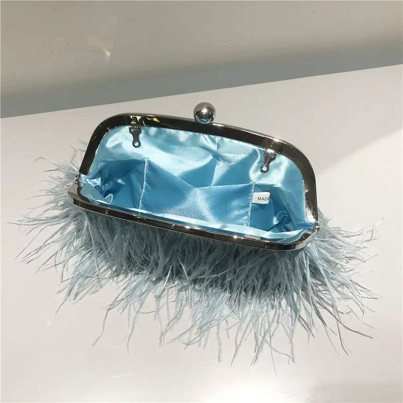 Feather Handbag Evening Crossbody Pearl Snake Chain Shoulder Bag Women Bags Design Party