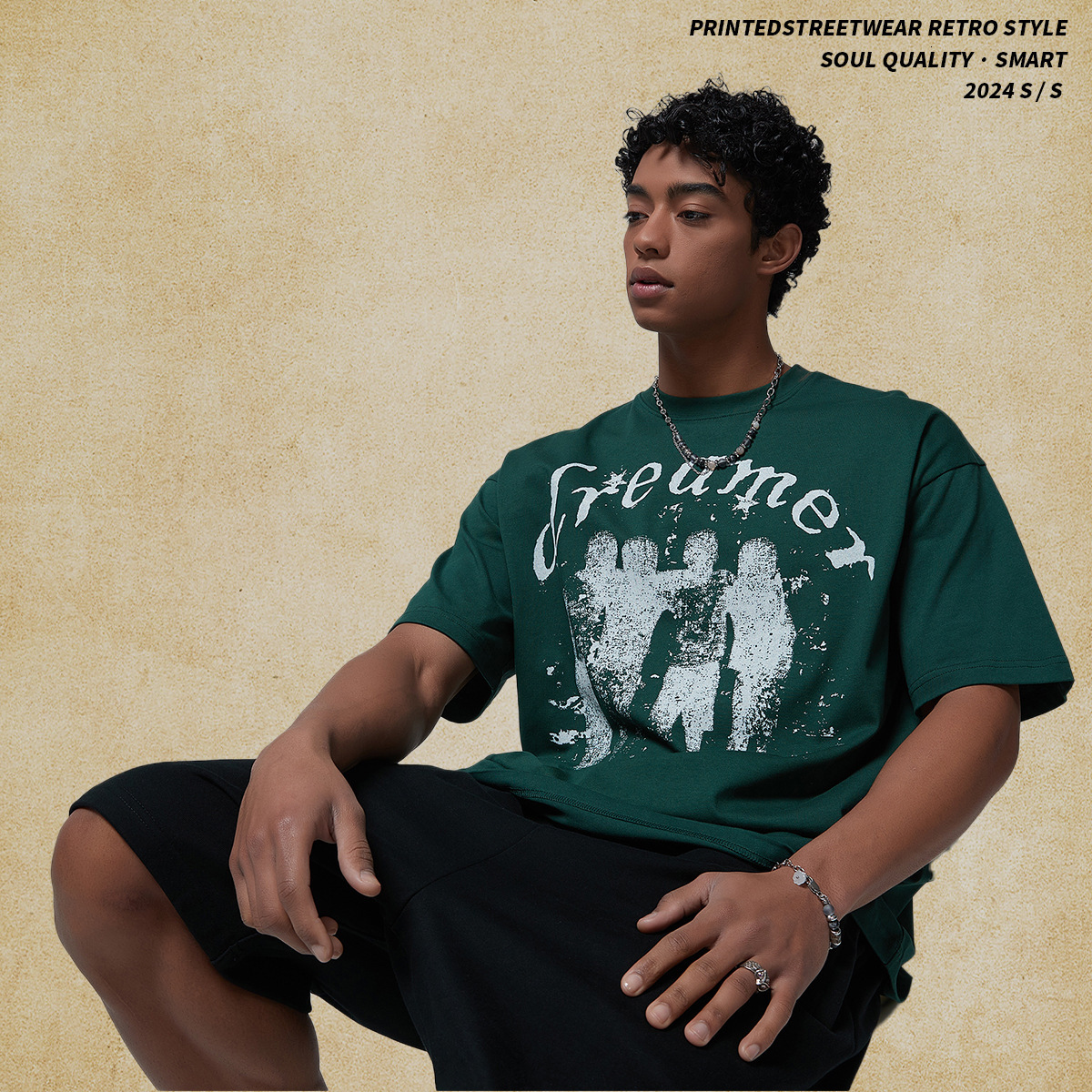 Wear | 2025 New Product 230G Round Neck Loose Printed T-shirt American Trendy Brand Street Men's and Women's Short Sleeves