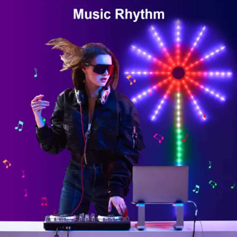 5V RGB Firework Strip Light LED Bluetooth 24key Remote Control USB WS2812 Changing Color Smart Lamp Sync Music Home Decor Lights W251107