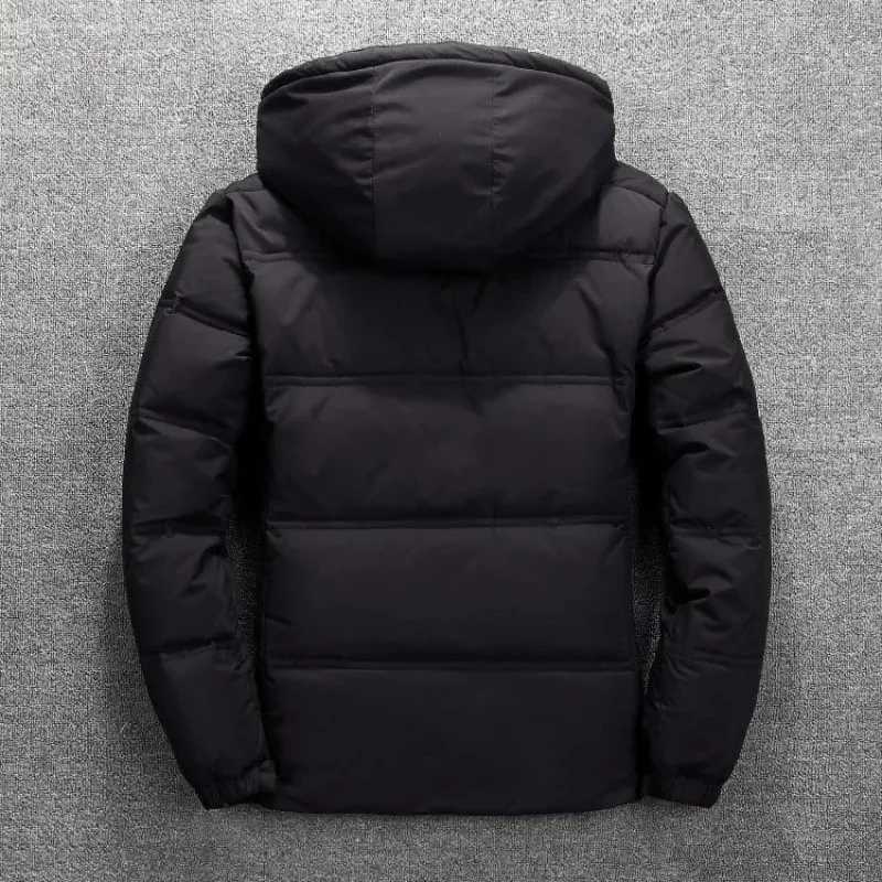 Mens Red Down Jacket 2025 New Winter Mens Coat Windproof Removable Cap Parka Solid Color Outdoor Casual Hooded Overcoat ClothesT251107