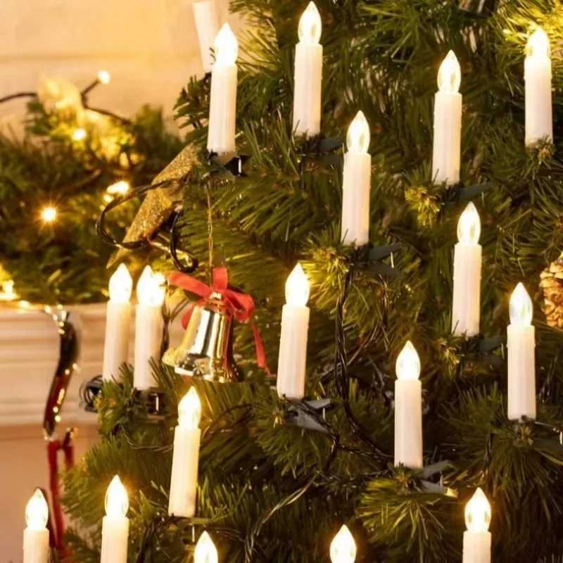 Christmas LED Window Candle Flameless Taper Christmas Candle String Light with Clips for Home Party Xmas Trees Decor W251107