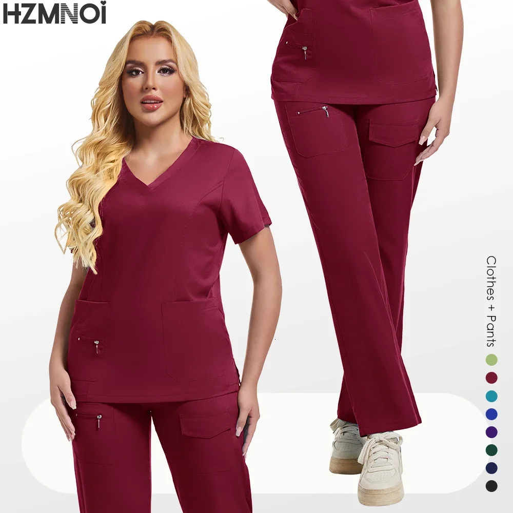Uniforms Women Nursing Accessories Dental Scrub Gown Healthcare Hospitals Clinical Scrub Doctor Nurse Work Wear 250402