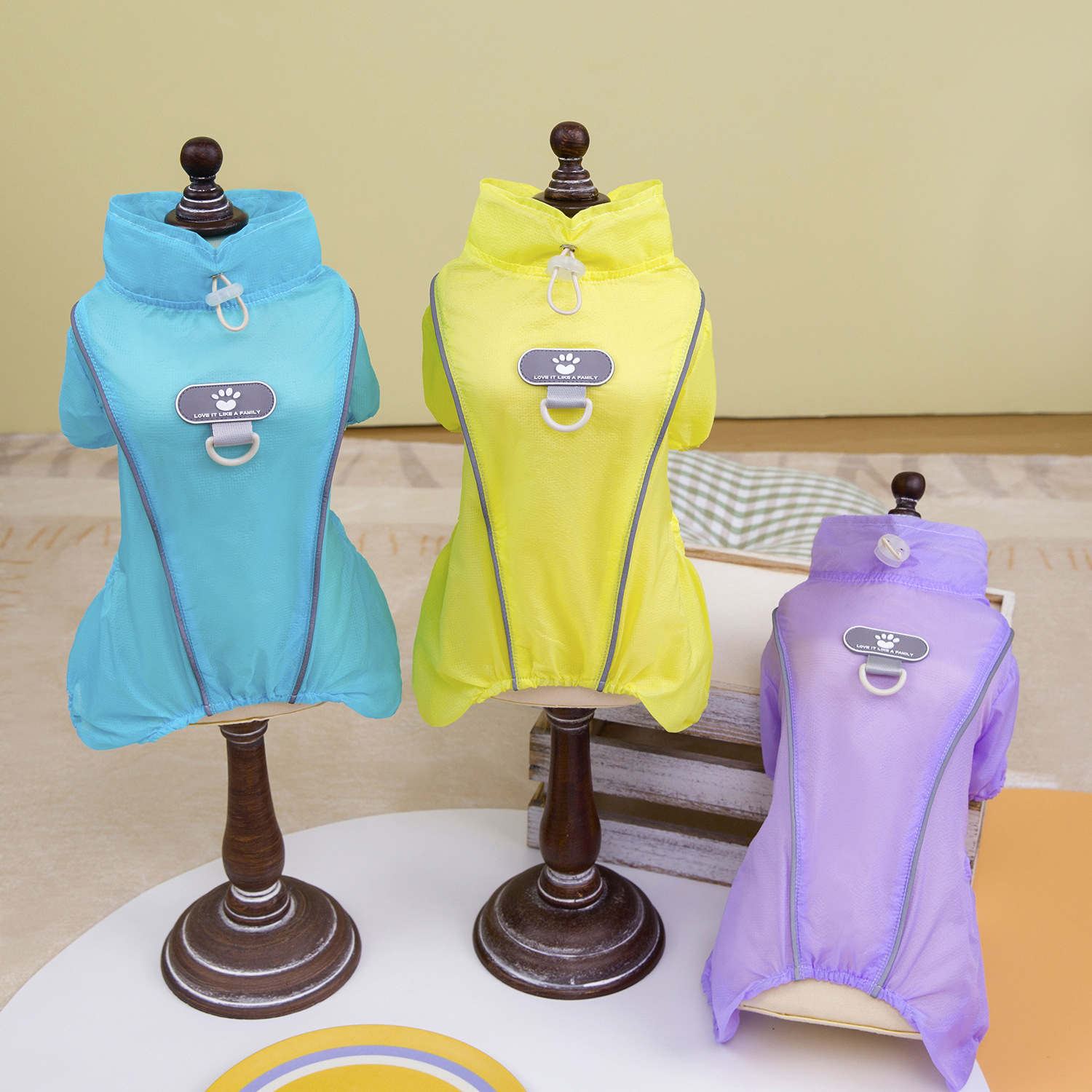 Dog T-Shirts Pet Clothes Four Legged Suit, 3pcs Puppy Lightweight and Breathable Sunscreen Clothing with Reflective Stripe for Small Extra Small Mediu