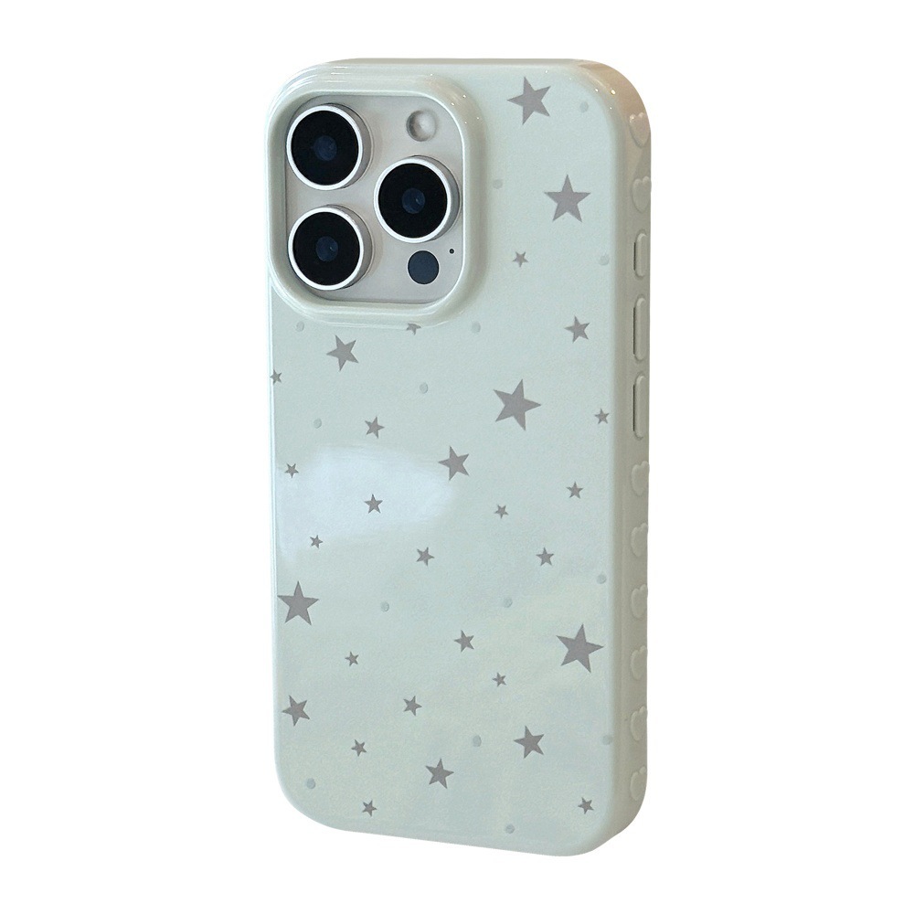 Full Screen Scattered Stars Solid Color Phone Case Compatible with iPhone 17/16 Pro Max Simple Protection iPhone 15/14