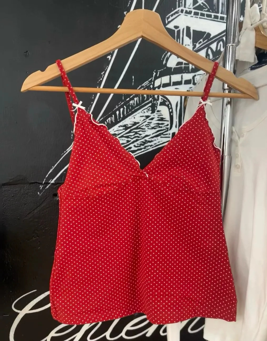 Red vest womens Vneck sleeveless Camis cotton ultrathin cut summer casual sweet preparatory style Camisol top 250407