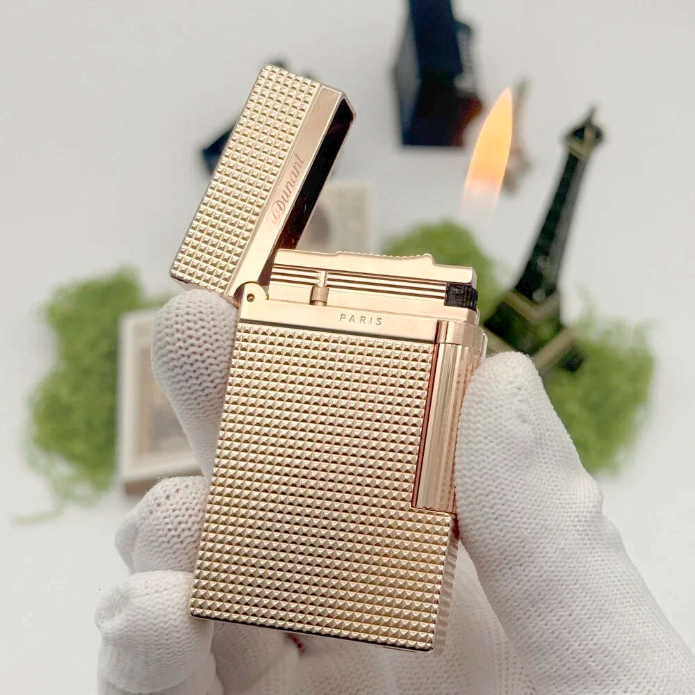 Memorial Lighters Small Lattice Gas Butane Paris Cigarette Lighter Open Sound Smoking Accessory For Father Best Choice Gift High-Quality