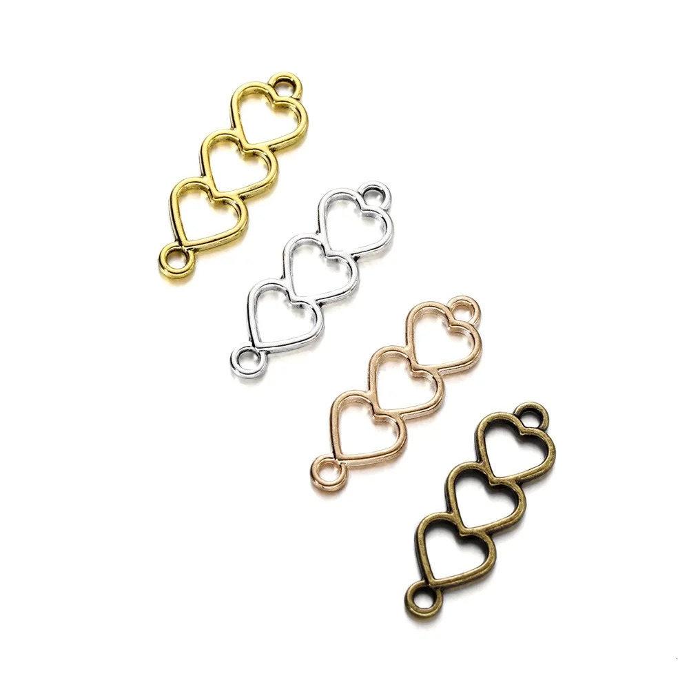 30 pieces of alloy gold heartshaped charm connectors hollow love for DIY bracelets necklaces earrings jewelry making supplies 250325